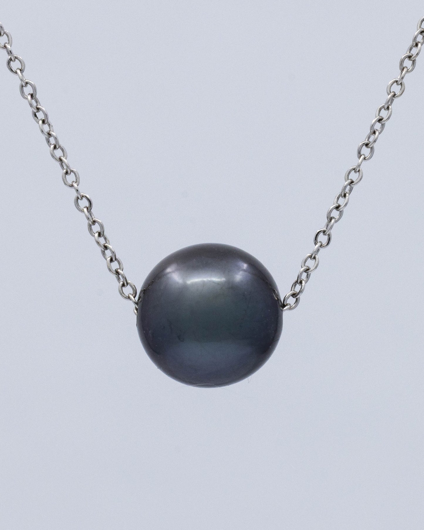 14k Gold Floating Tahitian Pearl Slider Necklace